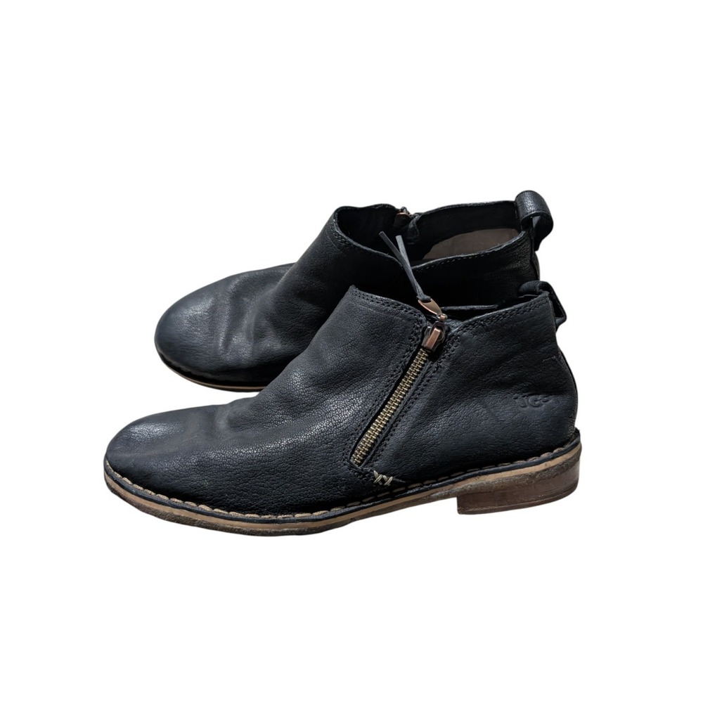 UGG Women's Black Leather Clementine Shearling Leather Ankle Boot Sz 9.5 3208